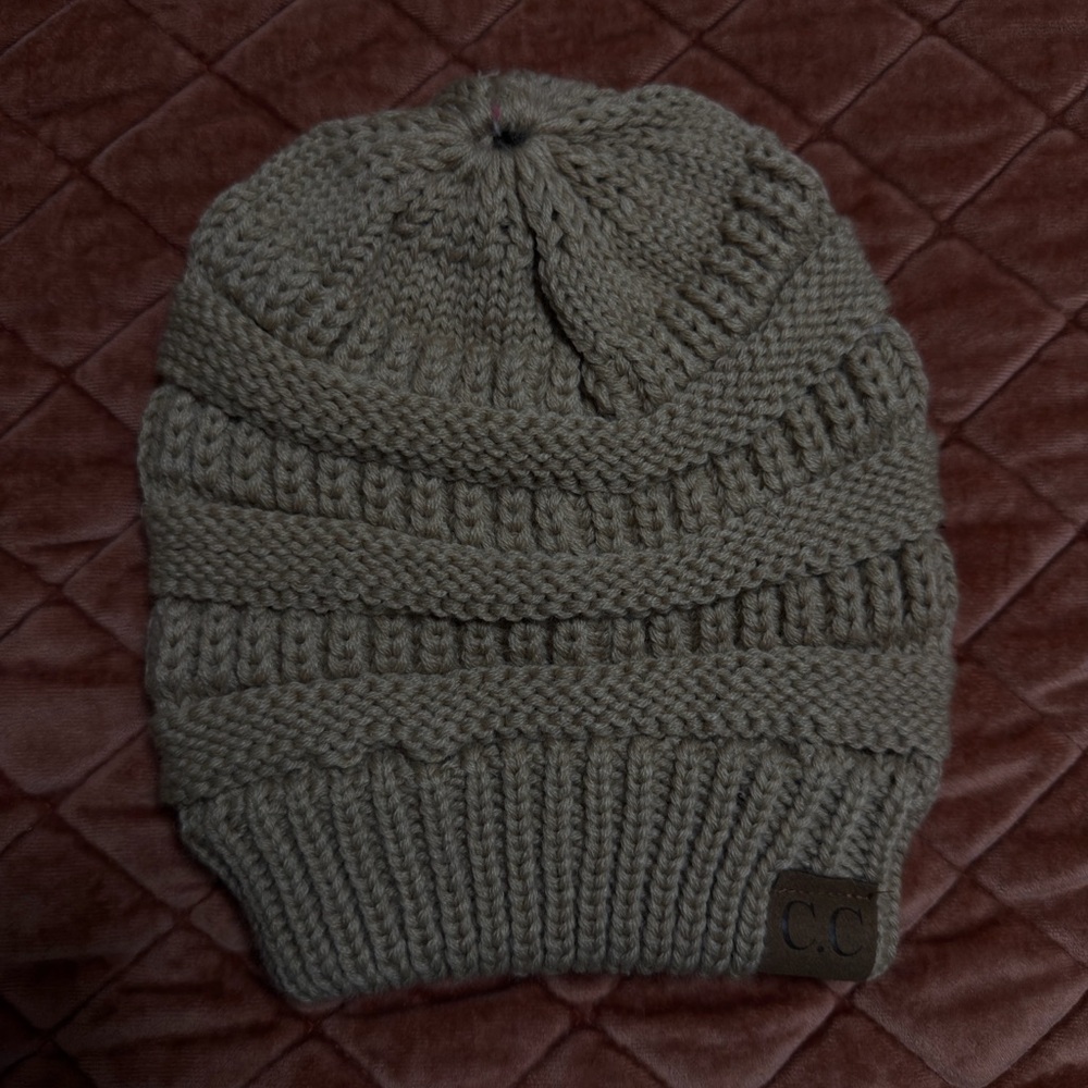 C.C Knit Slouch Beanie in Taupe